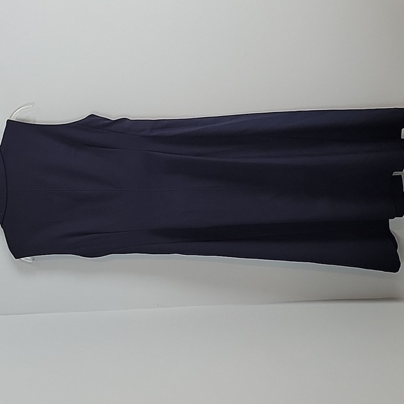 Club Monaco navy blue button front belted sleeveless collared midi dress - Picture 2 of 6